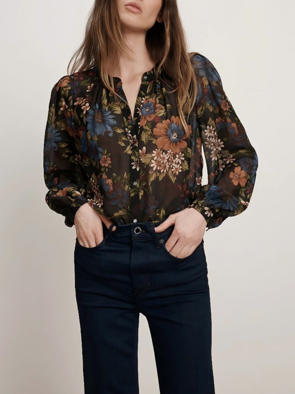 Veronica Beard Ashlynn Floral Silk Blouse